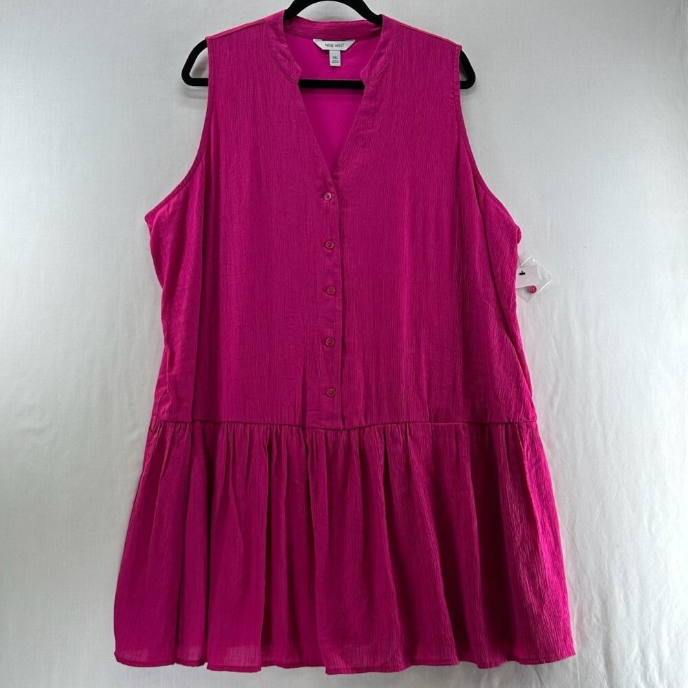 Nine West Button Front Ruffle Hem Mini Dress Size… - image 2